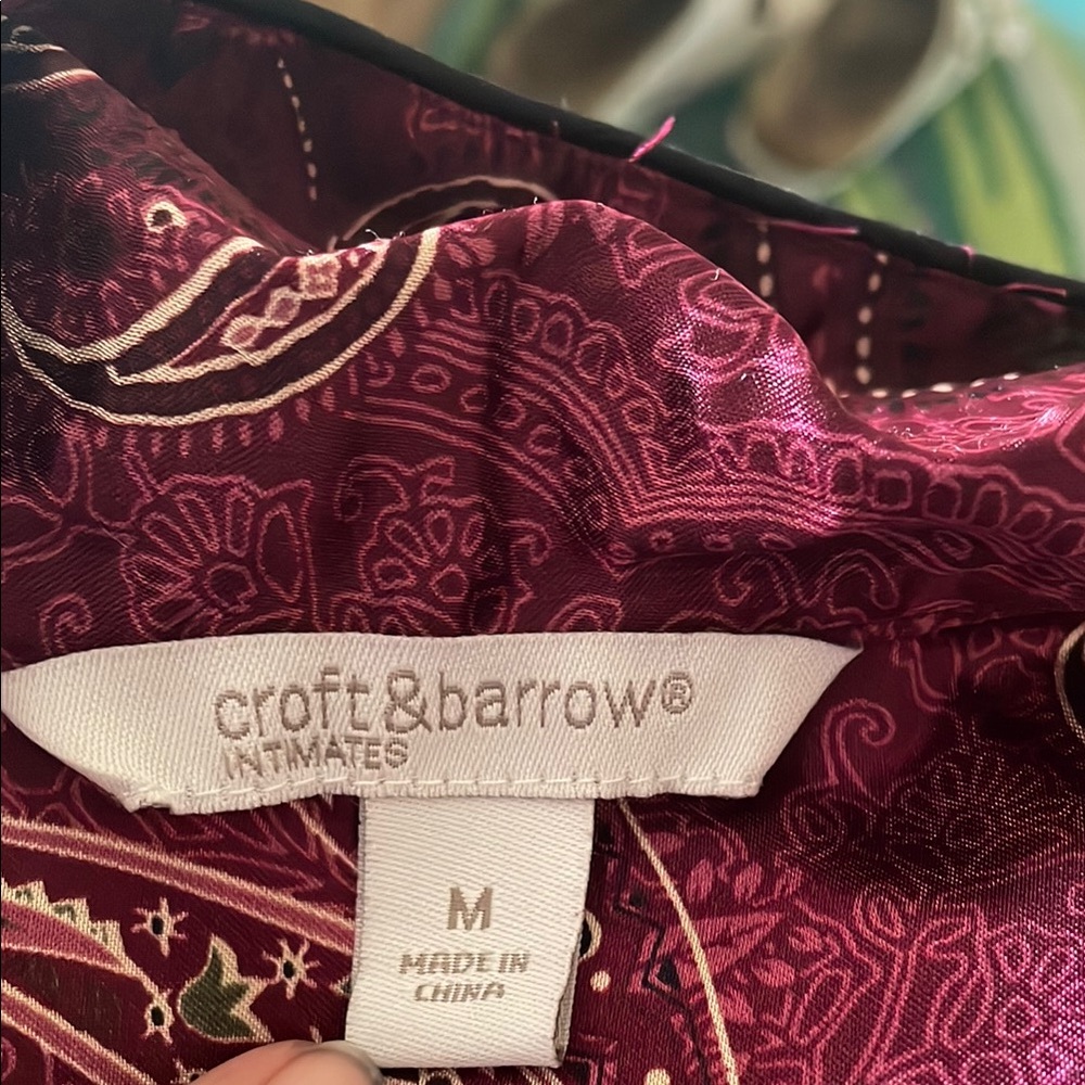 Croft & Barrow Paisley Satin Chemise - Burgundy - Picture 6 of 6